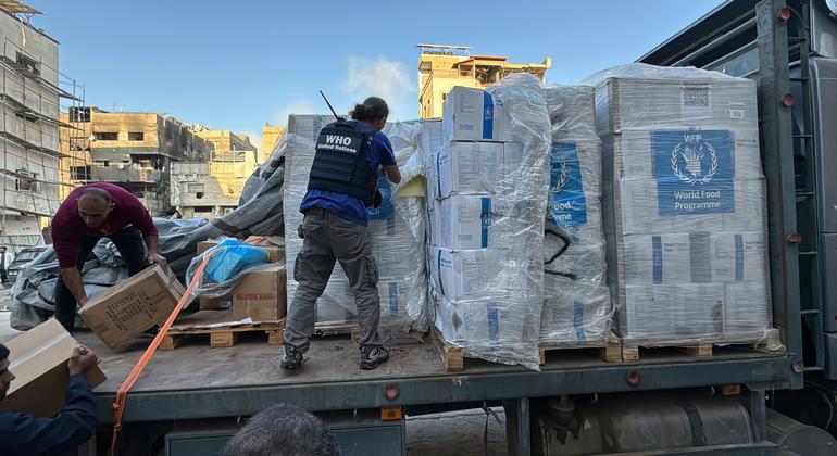The UN delivers supplies to Kamal Adwan hospital in Gaza.