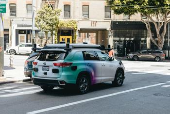 An autonomous vehicle on the streets of San Francisco.