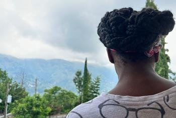 Claudine looks across the valley from Rapha House.