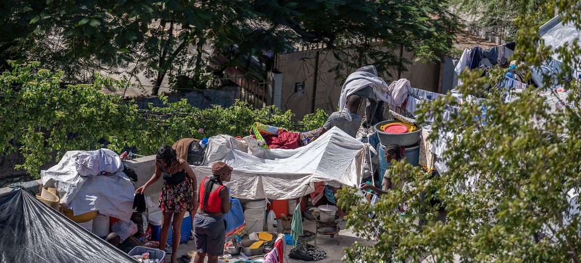 Haitians displaced by violence find refuge on the streets of the capital, Port-au-Prince.