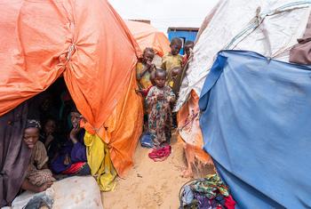 IDPs sheltering at a camp in southeastern Somalia in early 2023.
