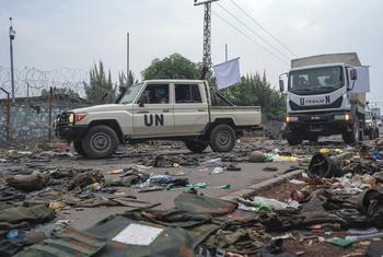 UN peacekeepers patrolling the streets of Goma in late January. (file)