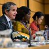 IAEA Director General Rafael Mariano Grossi briefs the Board of Governors in Vienna.