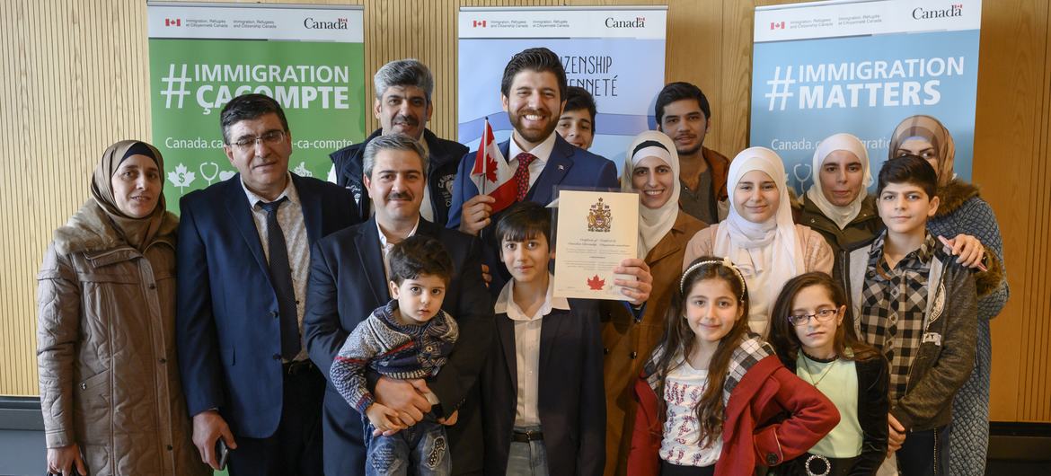 Tareq Haddad with his family and friends in Halifax, Nova Scotia, for his citizenship ceremony in January 2020.