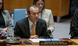 Khaled Khiari, Assistant Secretary-General for Middle East, Asia and the Pacific in the UN Department of Political and Peacebuilding Affairs and Peace Operations, addresses the Security Council meeting on non-proliferation and Democratic People’s Republi…