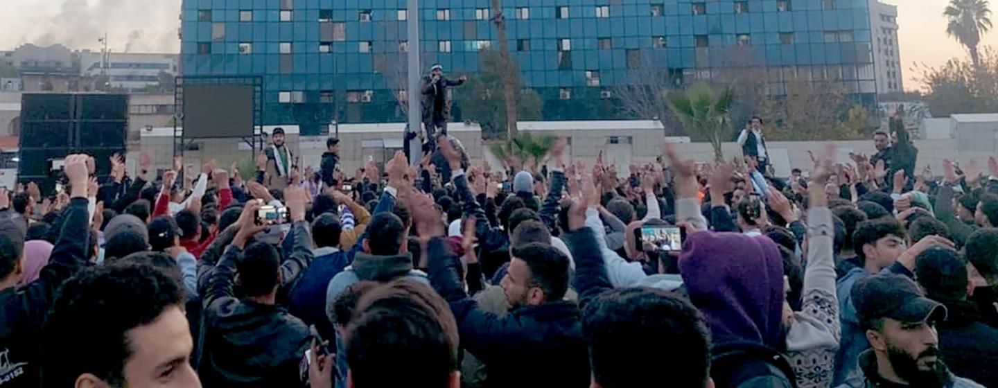 People gather to celebrate freedom in Damascus.