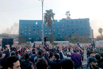 People gather to celebrate freedom in Damascus.
