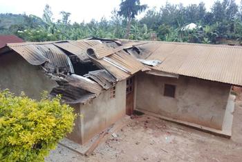Damage to a house in Ihusi in South Kivu in eastern DR Congo after it was bombed during fighting between Rwanda-backed M23 rebels and government forces.