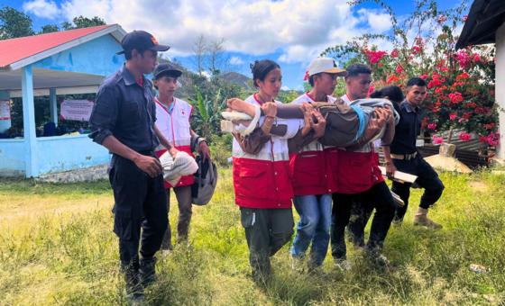 Residents of Orlalan village in Timor-Leste learn what to do during climate disasters such as floods and landslides
