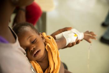 A young child is treated for cholera at a hospital in Port-au-Prince, Haiti.