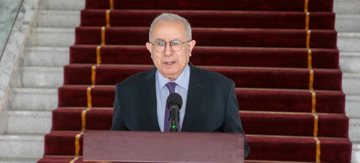 Ramtane Lamamra, Personal Envoy of the Secretary-General for Sudan, speaking to journalists during the third Consultative Meeting on Sudan convened in Nouakchott, Mauritania, in December 2024.