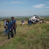 World Health Organization (WHO) Ebola response staff arrive in Komanda in Ituri province, in the east of the Democratic Republic of the Congo, in January 2019. 